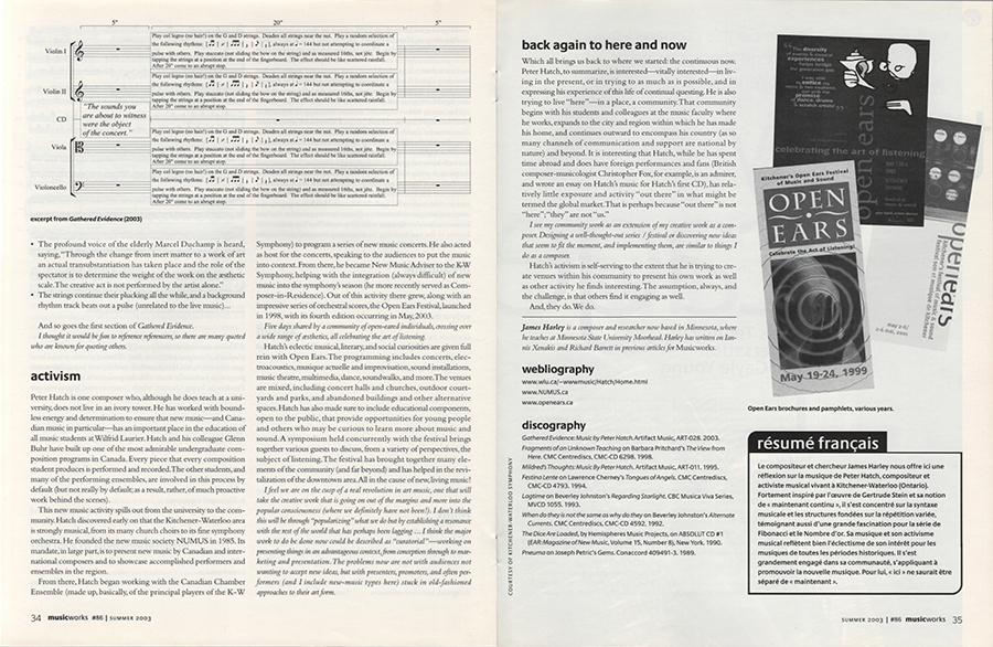 Cynthia Hiebert magazine Musicworks 86 pages 34 35